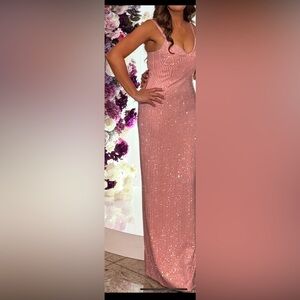 Pink AREA Rhinestone Embellished Dress